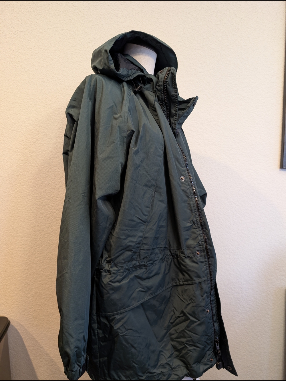 Vintage Eddie Bauer Sz M Men's Hooded Parka Jacket - Dark Green - Picture 2 of 6